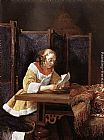 Lady Canvas Paintings - A Lady Reading a Letter
